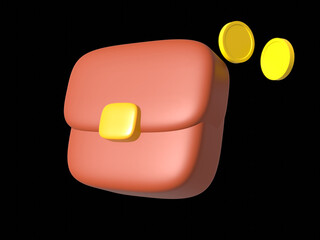 3d Vector Business Briefcase or School bag, Business, Finance, Education Concept.