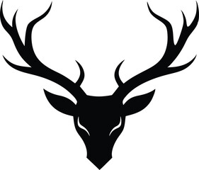 deer head silhouette, deer head and horns black vector,