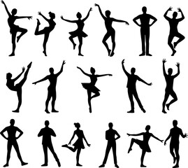 Dance Poses Silhouettes Set 16 Movement and Expression Icons