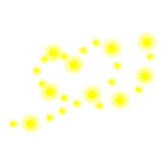 Cluster of glowing yellow firefly dots scattered randomly on a transparent background.