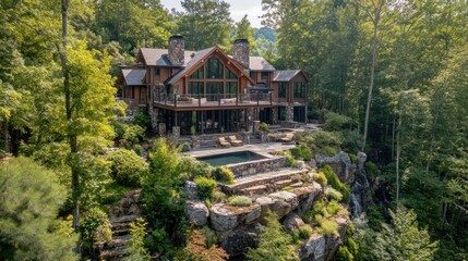 Luxurious mountain home with pool and deck