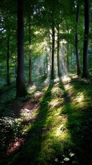 Obraz premium Enchanted Forest: Dance of Light and Shadow