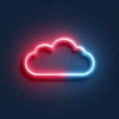 Glowing neon cloud shape with red and blue light on dark background Symbol
