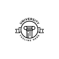 university pillar logo in line art design style