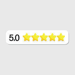 Five Stars Icon Vector — Flat Customer Product Rating and Review Symbol for Apps and Websites