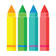 A set of four colorful crayons, a symbol of childhood, art, and a fun drawing project.