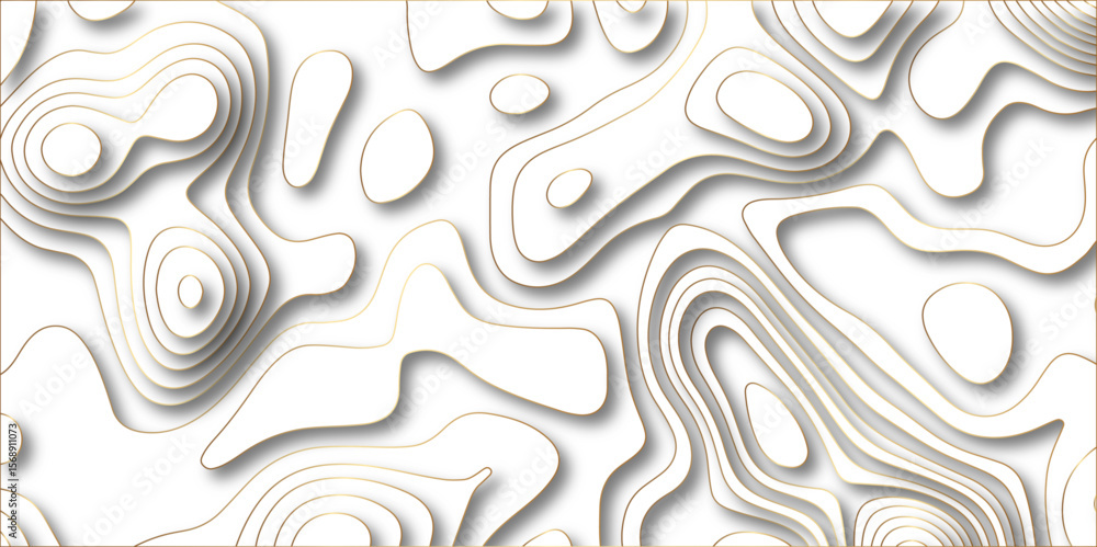 Poster paper cut 3d render topography abstract, beautiful white background. geometric map relief texture wi