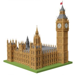 Obraz premium Detailed 3D Model of Iconic Westminster Palace and Big Ben Structure