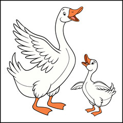 
Duck in doodle simple style on white background