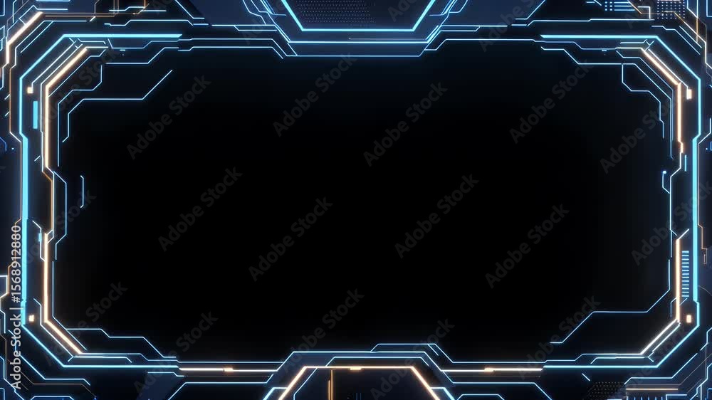 Aufkleber dynamic sci-fi frame: glowing tech border animation for futuristic visuals