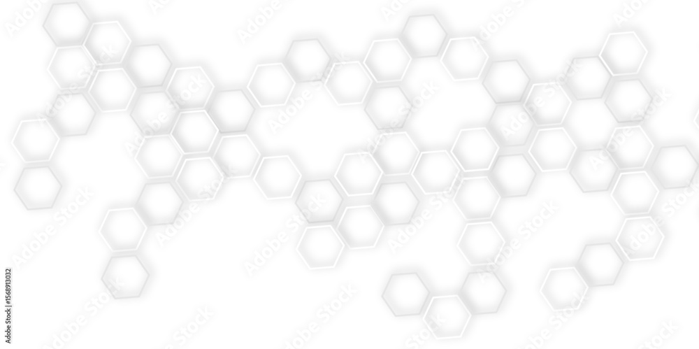 Poster  seamless abstract white background with a pattern  of structure technology out line hexagon  creating a modern and minimalist design with clean lines.