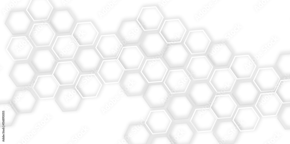 Poster  seamless abstract white background with a pattern  of structure technology out line hexagon  creating a modern and minimalist design with clean lines.