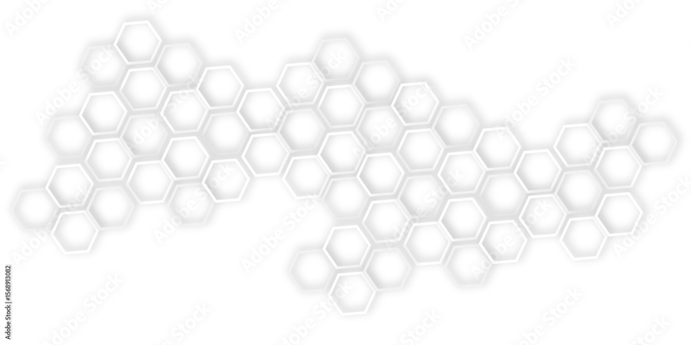 Poster  seamless abstract white background with a pattern  of structure technology out line hexagon  creating a modern and minimalist design with clean lines.