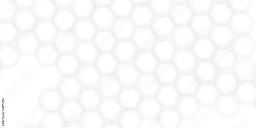 Poster  seamless abstract white background with a pattern  of structure technology out line hexagon  creating a modern and minimalist design with clean lines.