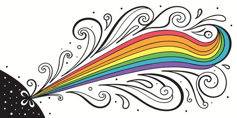 Bright rainbow powder burst with white background. Colorful and fun explosion for party, festival, LGBT pride vector illustration.