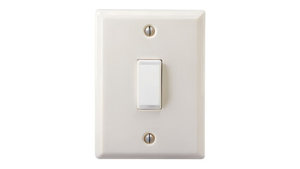 A simple white light switch is isolated on transparent background