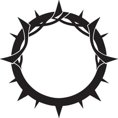 Obraz premium Black silhouette of a crown of thorns with a crown inside isolated on white background