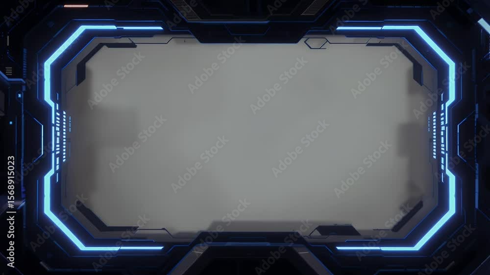 Poster futuristic hud frame: glowing blue sci-fi interface animation loop