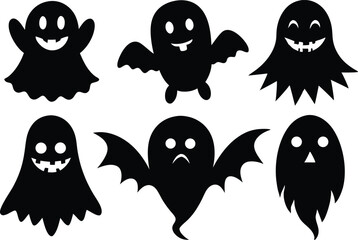 halloween ghost silhouette bundle, halloween ghost black vector bundle,
