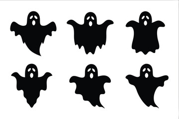 halloween ghost silhouette bundle, halloween ghost black vector bundle,