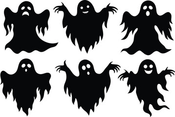 halloween ghost silhouette bundle, halloween ghost black vector bundle,