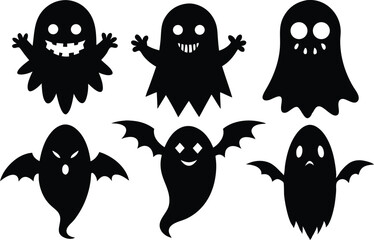 halloween ghost silhouette bundle, halloween ghost black vector bundle,