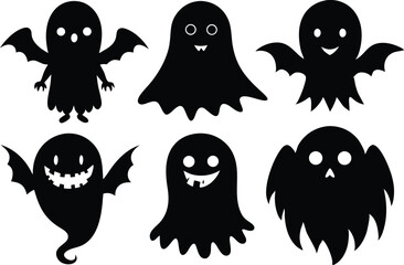 halloween ghost silhouette bundle, halloween ghost black vector bundle,