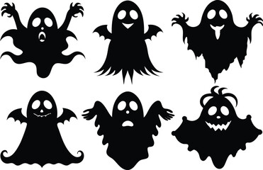 halloween ghost silhouette bundle, halloween ghost black vector bundle,