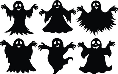 halloween ghost silhouette bundle, halloween ghost black vector bundle,