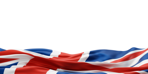 United kingdom or england flag on transparency background with copy space 3D render