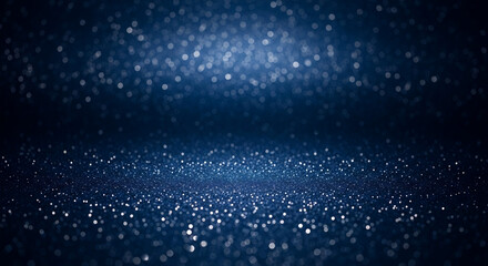 Dark Blue Glitter Particle Bokeh Abstract Background