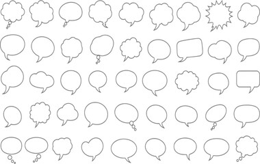 Various speech bubble vector shapes are featured in this white isolated blank design, perfect for conveying dialog, communication, or conversation ideas.