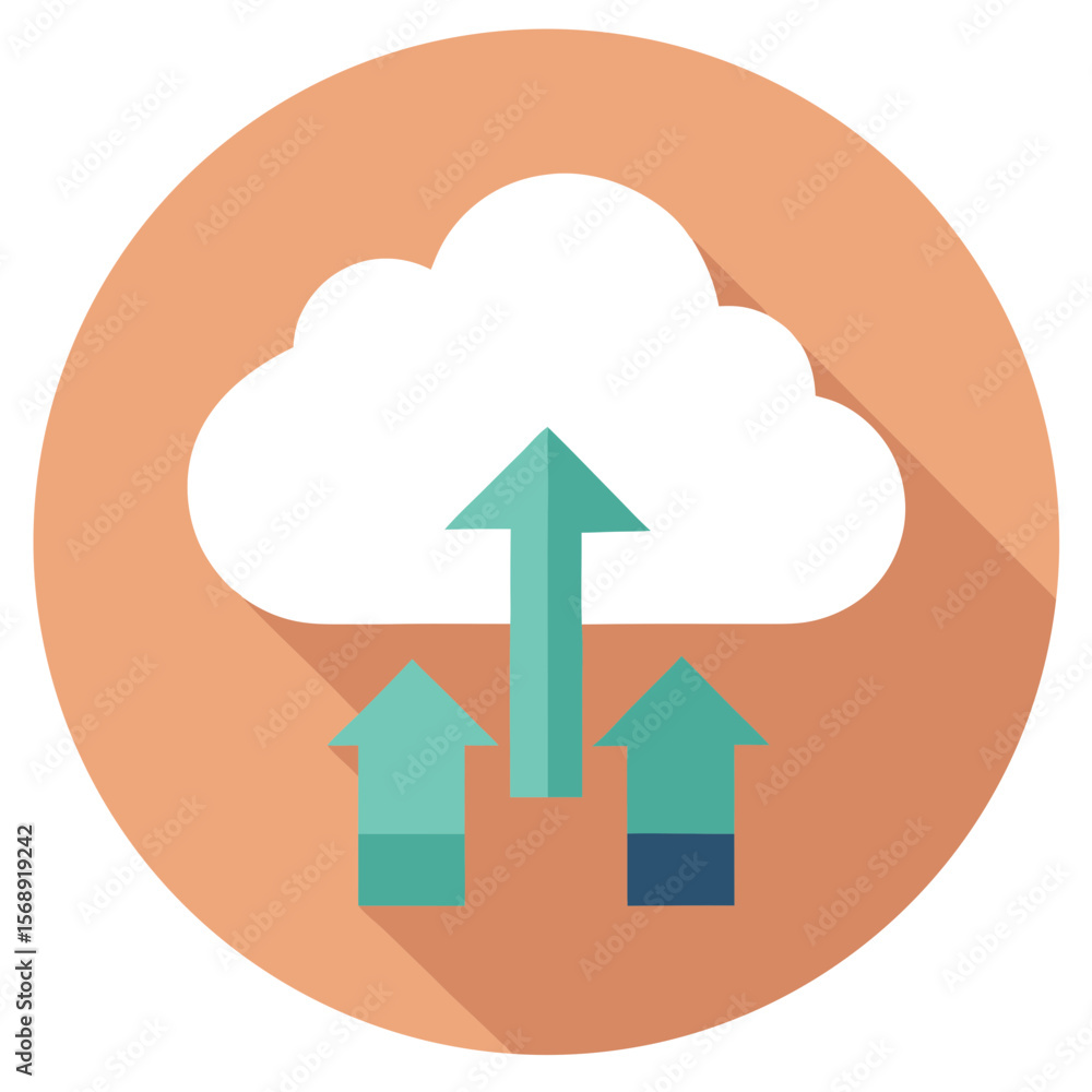 Aufkleber cloud upload vector graphic simple data transfer illustration