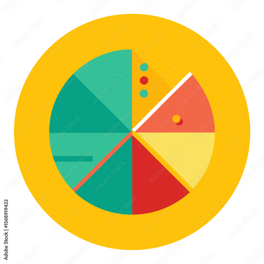 Poster colorful pie chart vector graphic for data presentation and analysis