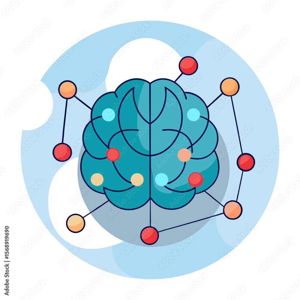 Poster connected brain vector ai digital network concept design