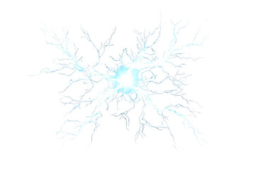 Dynamic blue lightning effect with transparent background for design enhancement and creative projects