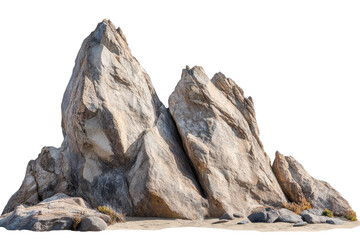 Pointed rocks rising majestically on a mountain landscape, showcasing stunning natural formations, isolated amid rugged terrain with minimal vegetation, embodying the beauty of untouched wilderness