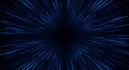 A high-tech abstract composition of blue neon trails over a dark background, creating a sense of energy and motion.