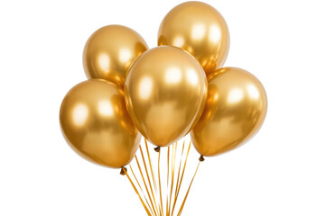 Metallic gold balloons create a festive atmosphere for celebrations and special occasions, adding elegance and cheer to any event decor in a bright setting