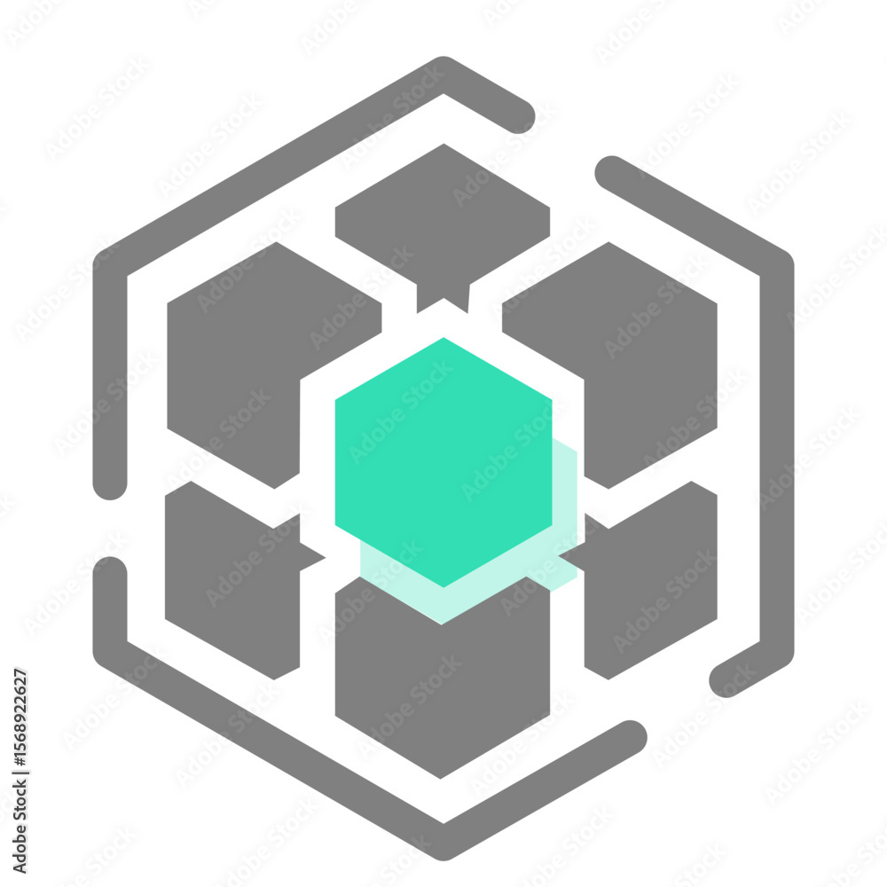Aufkleber abstract pixelated flower design with teal center and transparency for various creative applications