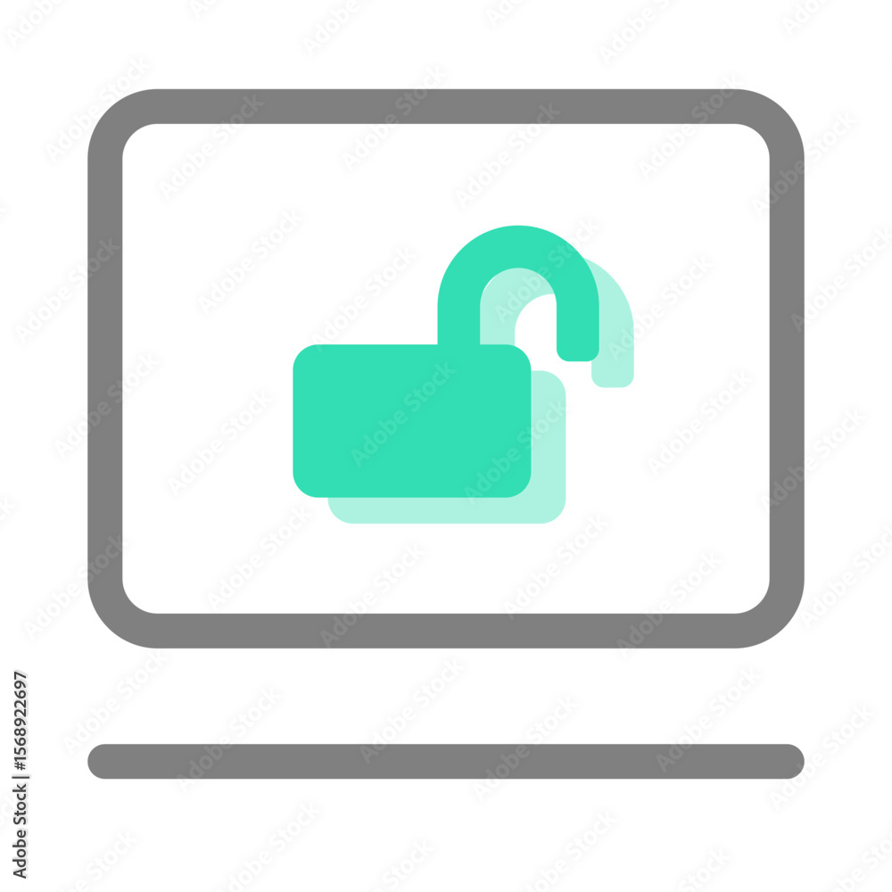 Poster abstract pixelated desktop computer icon showing a digital glowing green shape suitable for creative