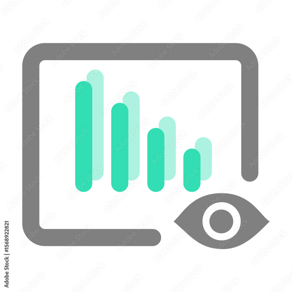 Poster stylized turquoise abstract shape within a computer screen icon on a white background
