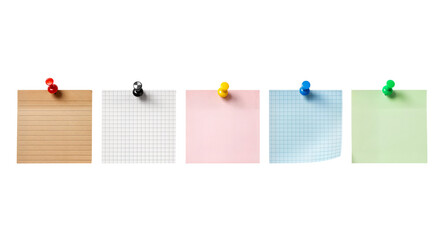 Texture of colorful notes pinned to a wall with thumbtacks