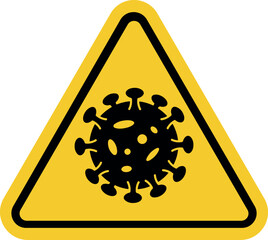 Warning sign for virus hazard on a yellow triangle