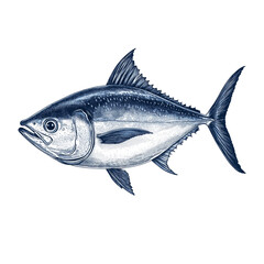 Powerful Tuna Fish Engraving - Marine Life