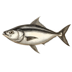Monochrome Tuna Sketch - Wild Sea Fish