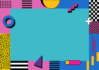 90s Memphis Style Background  Retro Pop Art Abstract Geometric Design