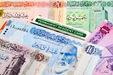 American permanent resident card on Libyan Dinar