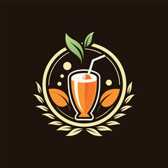 Elegant silhouette of a juice logo with glass