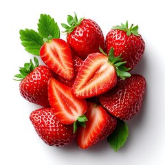 Juicy Red Strawberries: Fresh Fruit, Vitamin C, Healthy Eating, Delicious Dessert